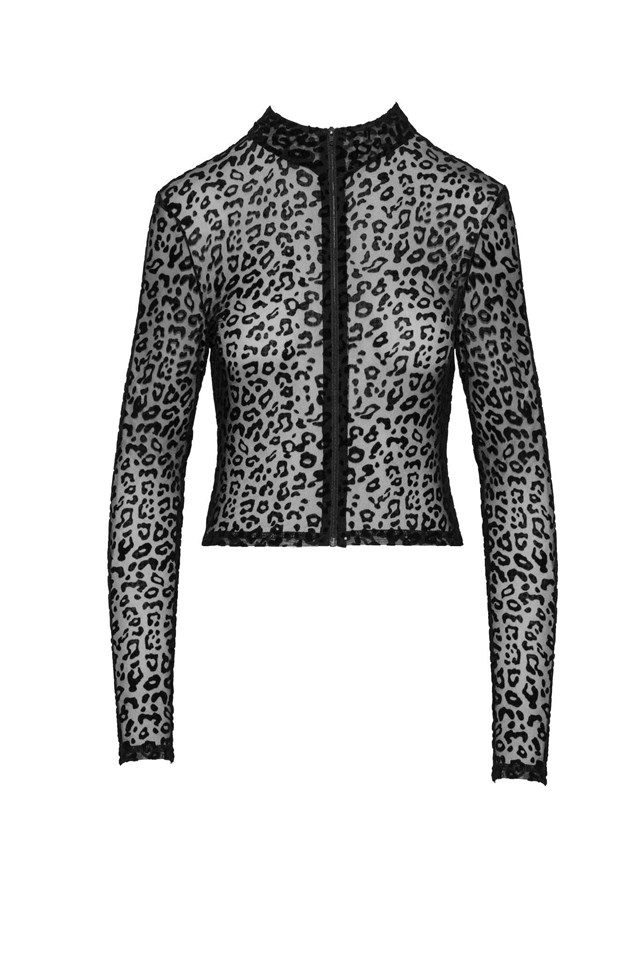 F289 Leopardmönstrad topp med långa ärmar